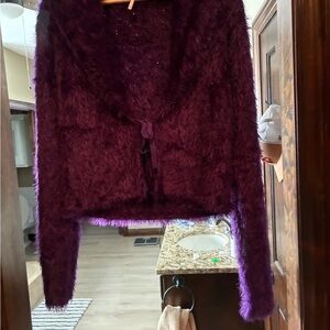 Free People Deep Purple Textured Sweater